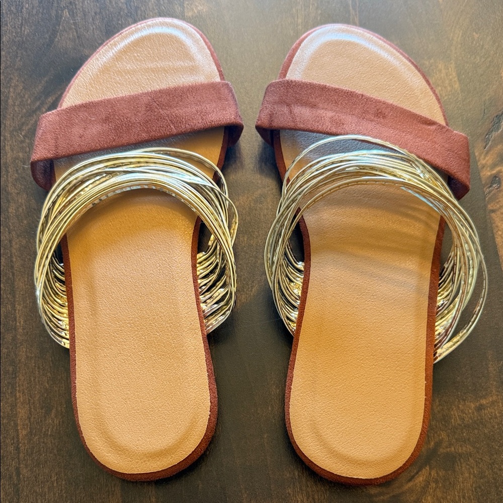 Chic Brown and Gold Women's Sandals